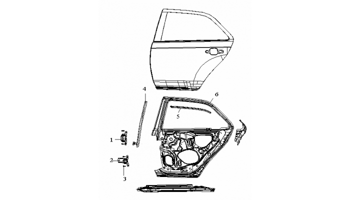 Дверь левая задняя Geely MK